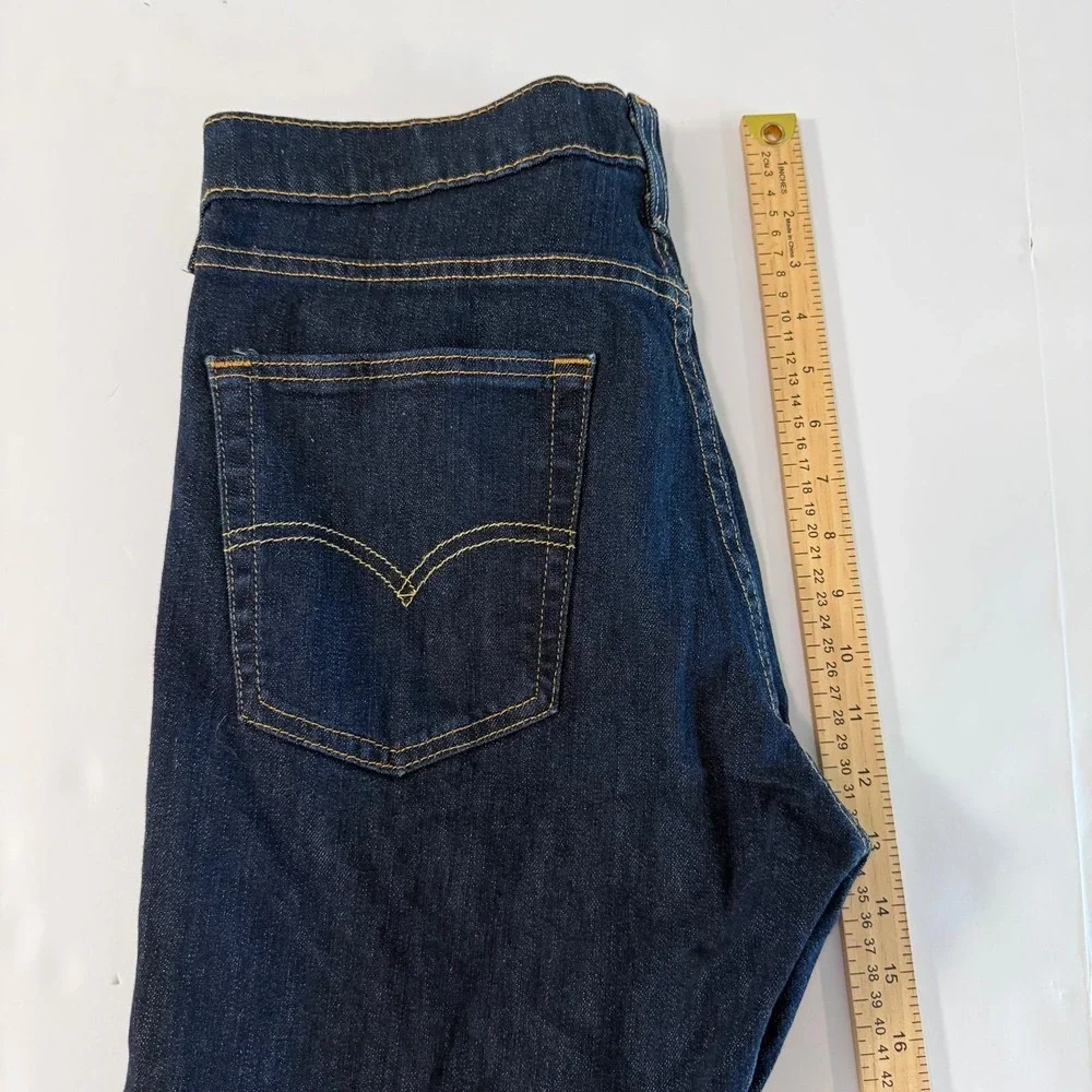Levis 513 Slim Straight Jeans Mens 33x32 Dark Indigo Blue Denim Pants